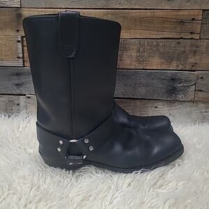 Dingo Dean Harness Square Toe Biker Boots Mens Size 13D 031382 Black Leather
